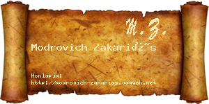 Modrovich Zakariás névjegykártya